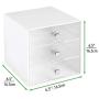 mDesign Plastic Accessory 3 Drawer Cube Boxes Storage Organizer Station for Baby/Kids Bedroom, Changing Table, Nursery or Playroom - Organization for Diaper Creams, Ointments, Supplies - White/Clear