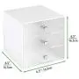 mDesign Plastic Accessory 3 Drawer Cube Boxes Storage Organizer Station for Baby/Kids Bedroom, Changing Table, Nursery or Playroom - Organization for Diaper Creams, Ointments, Supplies - White/Clear