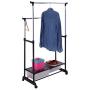 Heize best price New Double Adjustable Heavy Duty Clothes Hanger Rolling Garment Rack with 2 Drawers (U.S. Stock)