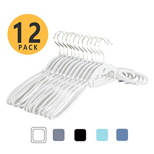 VISMOORE Portable Suit Hanger for Travel Luxury Design with Tie Holder and Reinforce Rotatable Hanger Wings Free Swivel to Different Shoulder Widths, Space Saving Clothes Hangers (White, Suit&Tie)