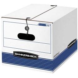 Bankers Boxes LIBERTY Medium-Duty Storage Boxes, FastFold, String and Button, Letter/Legal, Case of 12 (00025)