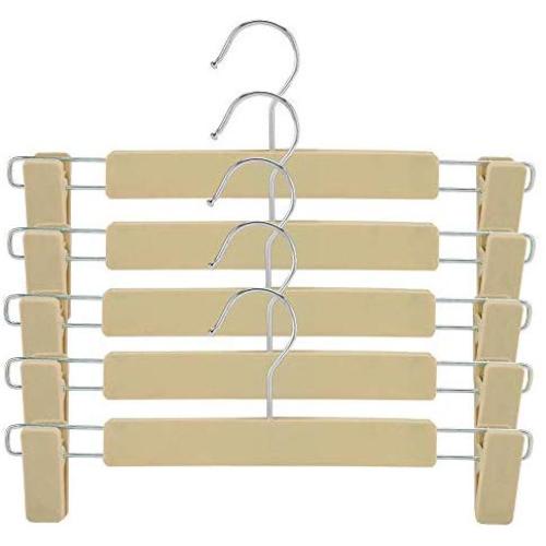 AUNMAS 5Pcs Pants Rack Trouser Hanger Clothes Rack with Clips for Household Use(1#)