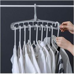 5pcs Random Color Multi-Function Folding Magic Hanger Nine-Hole Rotating Magic Clothes Hanger Wardrobe Drying Clothes Home Bedroom Storage Holder