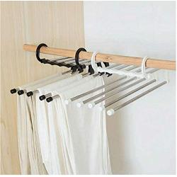 5 in 1 Pant Rack Shelves Stainless Steel Clothes Hangers Multi-Functional Wardrobe Magic Hanger 5pcs Random Color