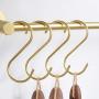 6 Pieces, Brass S Shaped Hooks, Gold Coat Clothes Towel Hangers, Kitchen Pots Pans Coffee Cups Rack Hooks
