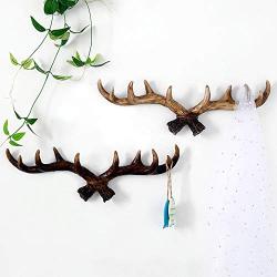 BANIXY American Country Antler Wall Hanging Retro Creative Wall Decoration Living Room Porch Clothing Store Wall Hanging Clothes Hanger Rack Hooks (Color : Dark)