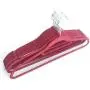Sanhezhong 10pcs 450.524.5 Plastic Flocking Clothes Hangers with Rail Wine Red(US Warehouse)