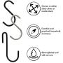 Heavy Duty S Hooks Metal S Shaped Hooks Black Hanging Hooks 2.75” Hangers for Kitchenware Pots Pans Plants Bags Towels