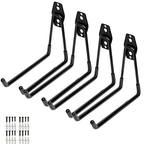 Heavy Duty Utility Hooks with Anti-Slip Coating Used for Garage, Shop, Basement, Shed, Garden Storage Organize Extended Wall Mount U Tool Holder (4 Pack Black Square Hook Large) Heavy Duty Utility Hooks with Anti-Slip Coating Used for Garage, Shop, Basement, Shed, Garden Storage Organize Extended Wall Mount U Tool Holder (4 Pack Black Square Hook Large)