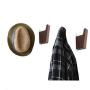 Pack of 4, Simple Style, Natural Black Walnut Wood Coat Hooks, Wall Mounted Modern Single Organizer Hangers, Wooden Hook Handmade Craft Clothes Hat Hanger Towel Umbrella Rack