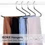 IEOKE Slack Pants Hangers 24 Pack - Open Ended Easy-Slide Clothing Hangers with Heavy Duty, Non Slip Rubber Coating, Space Saving, Durable Anti-Rust Chrome Metal Design for Jeans, Slacks, Closet