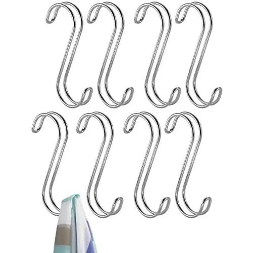 mDesign Metal Wire Over The Rod Hanging Closet Accessory S Hook for Handbags, Belts or Jackets - Snag Free - 8 Pack - Chrome mDesign Metal Wire Over The Rod Hanging Closet Accessory S Hook for Handbags, Belts or Jackets - Snag Free - 8 Pack - Chrome