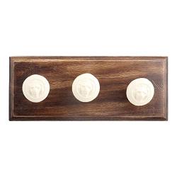 Indianshelf Handmade 1 Artistic Vintage Cream Wooden Lion Wall Hooks Holders/Heavy Duty Hooks for Hanging