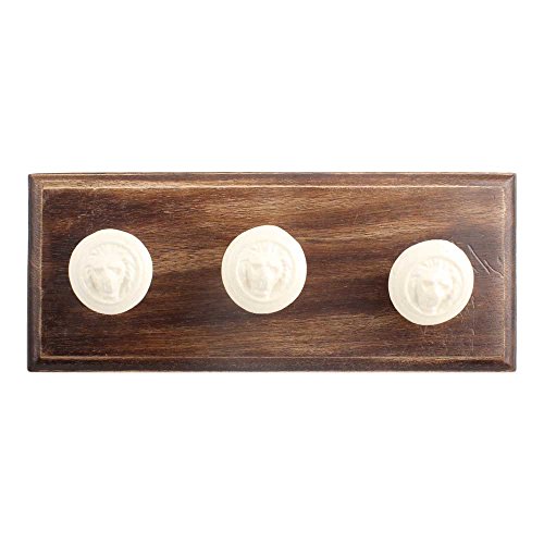 Indianshelf Handmade 1 Artistic Vintage Cream Wooden Lion Wall Hooks Holders/Heavy Duty Hooks for Hanging