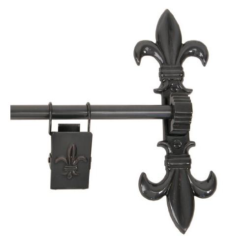 Brass Elegans 33TH1-DBZ 36-Inch Dark Bronze Fleur-Di-Li Collection Solid Brass Tapestry Hanger with Three Fleur Di Lis Clips