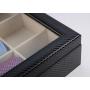 TIMELYBUYS Tie Display Case for 12 Ties, Belts, and Mens Accessories Black Carbon Fiber Storage Box TIMELYBUYS Tie Display Case for 12 Ties, Belts, and Mens Accessories Black Carbon Fiber Storage Box