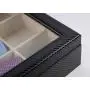 TIMELYBUYS Tie Display Case for 12 Ties, Belts, and Mens Accessories Black Carbon Fiber Storage Box