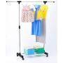 Cypress Shop Portable Single Adjustable Rail Bar Clothing Shelf Rack Garment Rolling Trolley Cart Hanging Cloth Hanger Heavy Duty Open Closet Clothes Storage Organizer Home Furniture