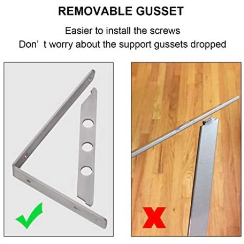 YUMORE Shelf Bracket 10'', Heavy Duty Stainless Steel Solid Shelf Support Corner Brace Joint Right Angle Bracket, The Bar with Hole to Hang Clothes Hooks or S Hook, 1 L Bracket with 2 S Hook,2 Pack
