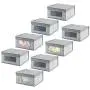 mDesign Soft Stackable Fabric Closet Storage Organizer Holder Boxes - Clear Window, Attached Lid, for Child/Kids Room, Nursery - Textured Print - Small, 8 Pack - Gray mDesign Soft Stackable Fabric Closet Storage Organizer Holder Boxes - Clear Window, Attached Lid, for Child/Kids Room, Nursery - Textured Print - Small, 8 Pack - Gray