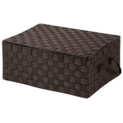 Honey-Can-Do OFC-03704 Double Woven Storage Chest Boxes with Lid and Handles, 12 by 17 by 7-Inch, Espresso