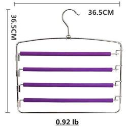 Centralocker Multi-Layer Steel Pants Hanger Metal Frame Swing Arm Slack Trousers Jeans Neckties Rack Space Saver for Wardrobe 3-Pack