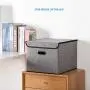 Collapsible File Organizer Boxes [2-Pack] Decorative Linen Storage Hanging Filing Folders with Lids Office Gray for Letter Size and Legal Size
