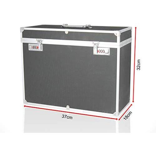 POINSETTIA Aluminium Documents Case Locking Personal File Tote with Folders Gift 37x18x32cm Black