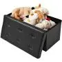 Sinoluck Storage Ottoman Bench Folding Toy Chest, 30" Faux Leather Footrest Storage Organizer Boxes for Bedroom, Living Room, Hallway (Black)