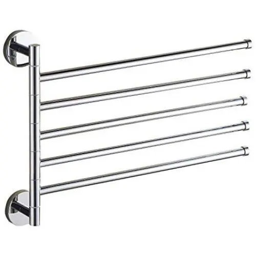 Estrend Swivel Towel Rack Heavy Duty Brass Wall Mounted Swing Towel Bar Holder for Bathroom 5-Arm