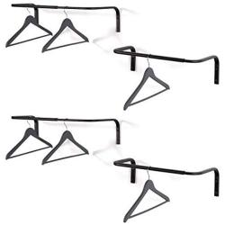 brightmaison Wall Mounted Adjustable Durable Steel Clothes Rack ? Set of 4 ? Drying and Hanging Closet Bar Rail Organizer (Black)