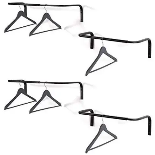 brightmaison Wall Mounted Adjustable Durable Steel Clothes Rack ? Set of 4 ? Drying and Hanging Closet Bar Rail Organizer (Black) brightmaison Wall Mounted Adjustable Durable Steel Clothes Rack ? Set of 4 ? Drying and Hanging Closet Bar Rail Organizer (Black)