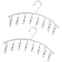 Cabilock Clothes Hanger 2pcs Stainless Steel Arc-Shaped Laundry Hangers with 8 Clips Clothes Drying Rack for Underwears Socks Towels