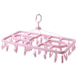 George Jimmy Plastic Clothespins Clothesline Drying Hanger Rack with 40 Clips,64 X 34 cm,Pink