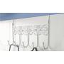 Wowlife Over The Door 5 Hook Rack - Decorative Hanger for Hanging Your Clothes - Coat - Hat Belt - Purse - and More - Stylish Organizer for Your Home or Office (White)