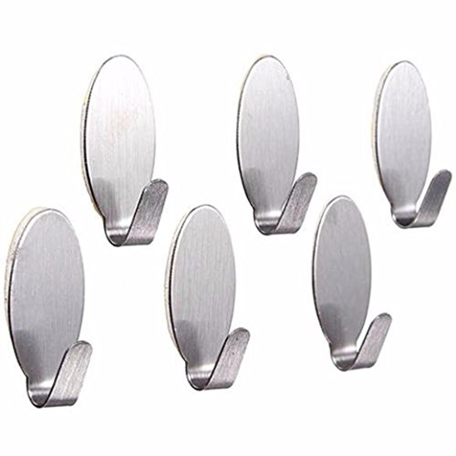 Kanzd 6 Self Adhesive Metal Hook Strong Stick On Wall Hanging Bathroom Kitchen Hanger Coat Hooks