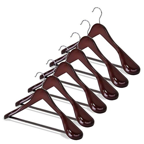 Furgle Coat Hangers, Wood Suit Hangers,Clothes Hangers with Extra-Wide Shoulder/360° Swivel Hook for Heavy Coat, Suits,Sweater, Trousers - 6 Pack (Cherry Wood)