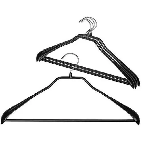 Mawa by Reston Lloyd BodyForm Series Non-Slip Space-Saving Clothes Hanger with Bar for  Pants, 16-1/2", Style 42/LS, Set of 5, Black
