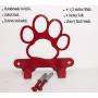 Dog Leash Hook Hanger. Dog Paw. Cherry Red Color. Made in USA. Solid Steel. Screws Included.