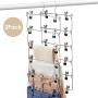 HOUSE DAY 6 Tiers Skirt Hangers with Clips Space Saving Pants Hangers,2 Pack Multi Slack Skirt Hanger with Clips Metal Pants Hnager for Slack, Trouser, Jeans,Towels,Sliver