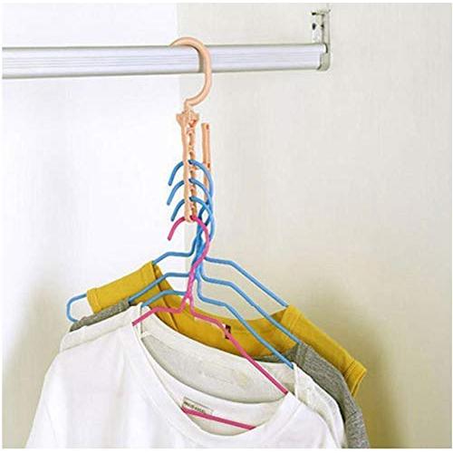 10PC Random Color Hangers for Clothes Windproof Hanger Fixed Holder Buckle Household Anti-Slip Clothes Hanger Plastic 5 Circle Hanger Decoration