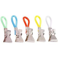 Mkcether 5 Pcs Towel Hanging Clips,Kitchen Towels Clip, Tea Towel Holder Clips,Cloth Hook Clip Hangers for Home Kitchen Bathroom Cupboards Hanging Towels Durable,Multi Coloured