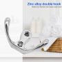 Wall Hooks, 2pcs Antique Wall Door Hooks Bedroom Bath Clothes Towel Zinc Alloy Hanger - Silver