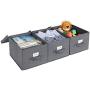 SONGMICS Set of 3 Foldable Storage Boxes with Lids, Fabric Cubes with Label Holders, Storage Bins Organiser, 11.8