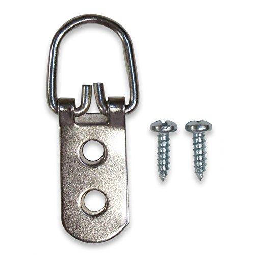 Heavy Duty D-Ring Picture Hangers - 100 Pack - 2 Hole with Screws - Picture Hang Solutions