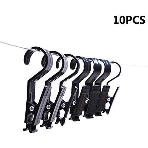 Vpang Super Strong Black Plastic Clever Clips Laundry Hooks Clothes Pins Hanging Clips for Home Office Workshop Travel, Pack of 10