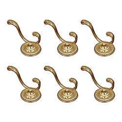 RZDEAL 6PCS Vintage Coat and Hat Hook Brass Classico Wall Hanging for Bath Stands Clothes Hangers Scarf Towel