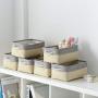pulnimus Fabric Storage Baskets 12”x 8” x 5”Cloth Baskets,6 Pack Nursery Baskets,Small Storage Bins for Baby,Empty Gift Baskets with Rope Handles,Rectangular Basket,Decorative Closet Baskets