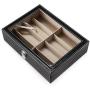 Plxixi Leather Sunglasses Organizer Box, Eyeglasses Display Case,Eyewear Jewelry Collection Case,Glasses Storage Holder Boxes with Glass Lid 8 Slots 13.2" L x 9.6" W x 3.3" H (Black, 8 Slot)