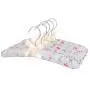 Neoviva Floral Satin Padded Hangers for Kids Anti Slip Fabric Clothes Hangers with Chrome Hook, Pack of 5, Pink Patchwork Floral